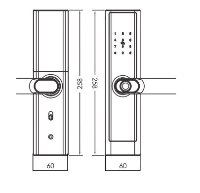 kích thước Khóa cửa vân tay Kassler KL656 Cooper