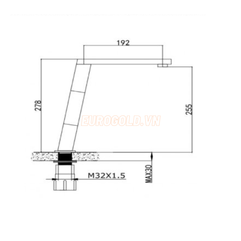 Vòi nước inox 304 Eurogold EUF128D - 55