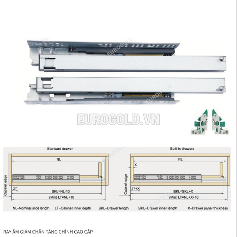 Ray âm giảm chấn tăng chỉnh cao cấp Eurogold SA2503D - 97 1