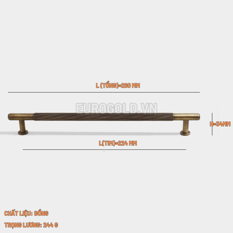 Tay nắm đồng nguyên chất Eurogold BHG112C - g112c 6