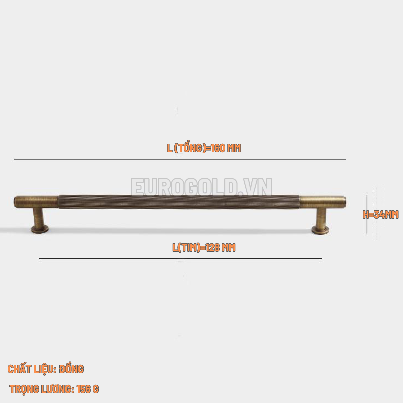 Tay nắm đồng nguyên chất Eurogold BHG112C - g112c 7