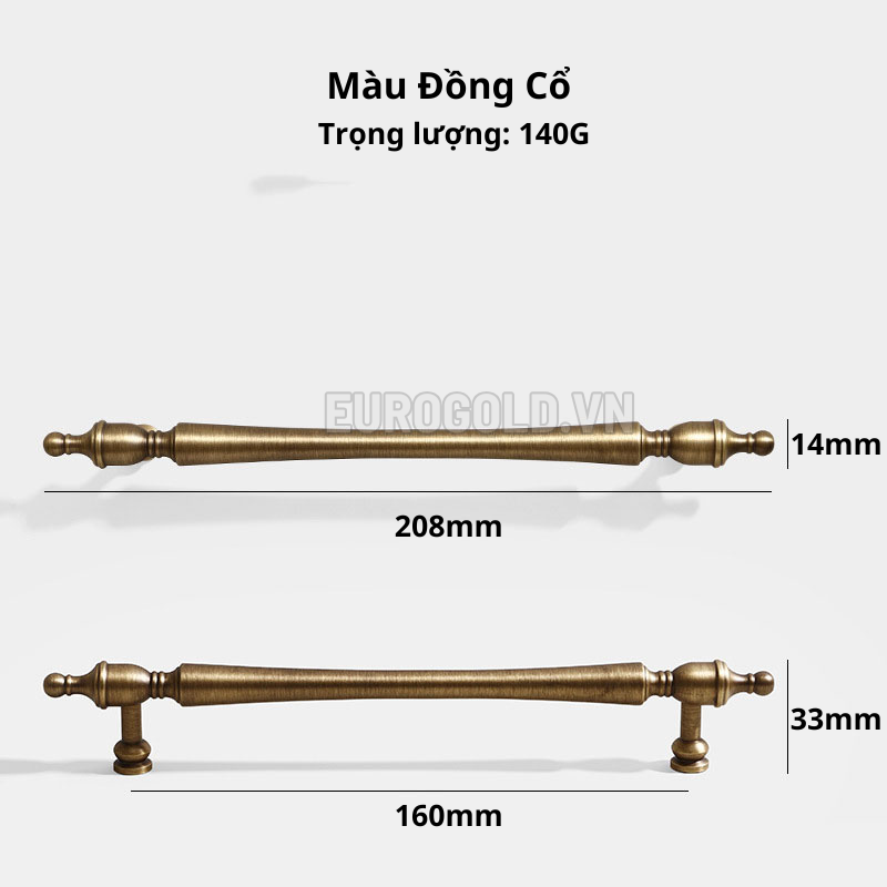 Tay nắm tủ đồng nguyên chất cổ điển màu đồng cổ BHG120ĐC - g120 dc 7