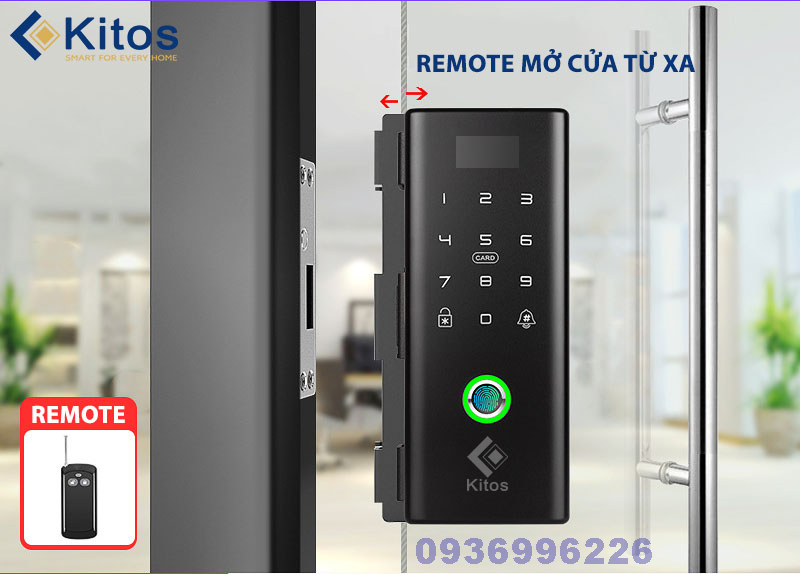 Khoá cửa vân tay dùng cho cửa kính thuỷ lực Kitos KT-GL80 Plus - kitos kt gl80 plus 1