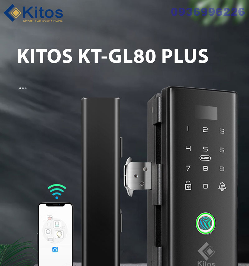 Khoá cửa vân tay dùng cho cửa kính thuỷ lực Kitos KT-GL80 Plus - kitos kt gl80 plus 2