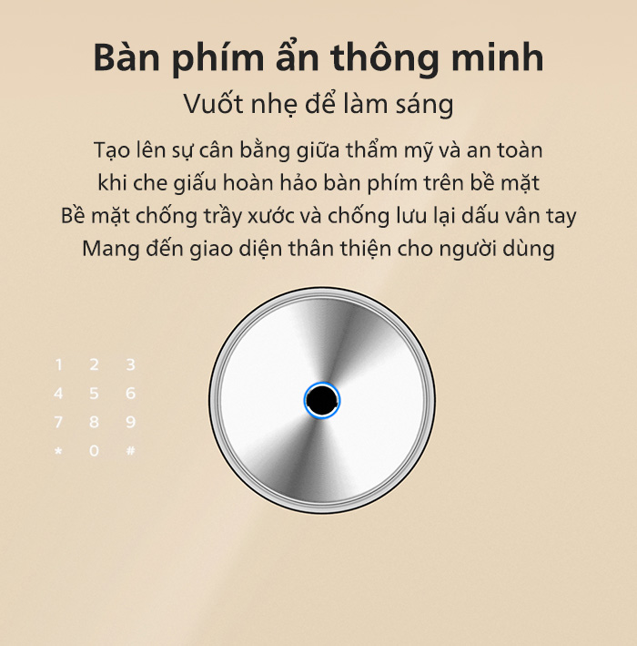 1-2 Bàn phím cảm ứng ẩn, sáng khi vuốt lên