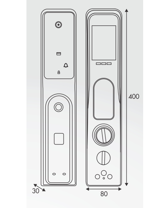Kích thước khóa cửa vân tay Kassler KL-790
