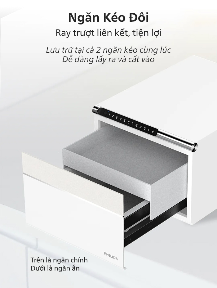 philip-sbx102-3-1-1 Ngăn kéo đôi lưu trữ, phân chia theo khu vực