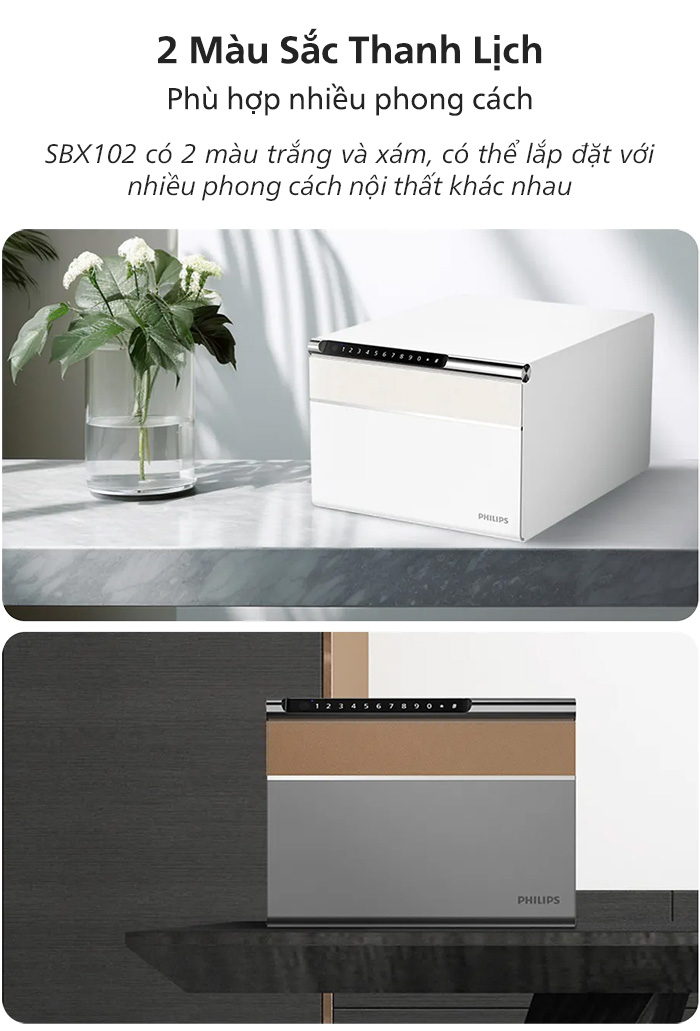 philip-sbx102-9-1 Màu sắc thanh lịch trên két sắt mini Philips SBX102